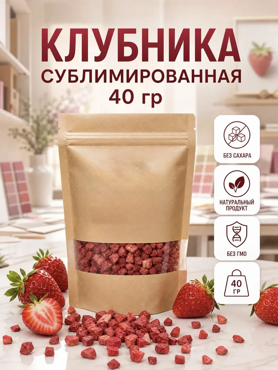 Сублимированная клубника кусочками 40 гр