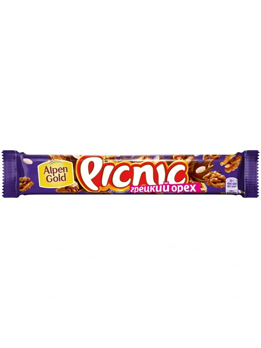 Alpen Gold Picnic с грецким орехом и арахисом 16 шт по 52 г, 16 шт, 52 г, фото 2