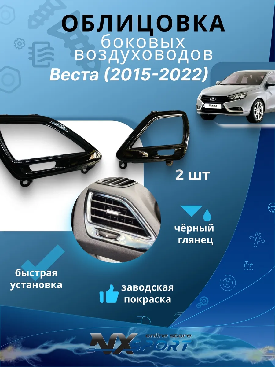 Накладки Облицовки боковые Сопла Веста Vesta Черный глянец