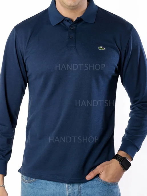 HANDT SHOP Футболка поло с длинными рукавом, синий