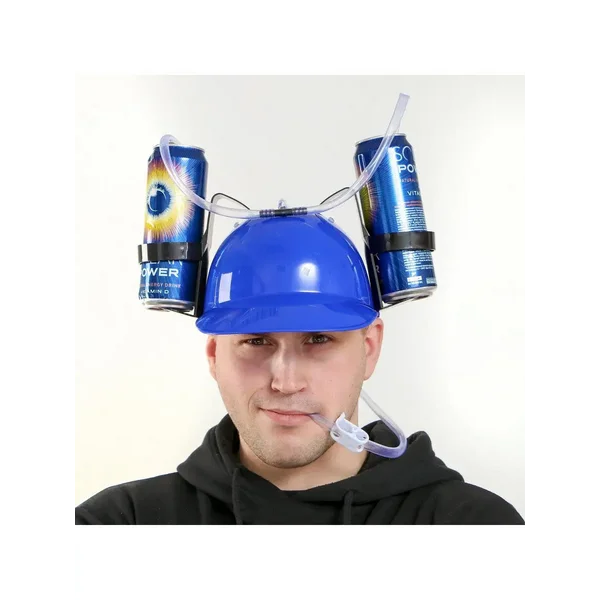 Карнавальная каска синяя с отверстиями под банки