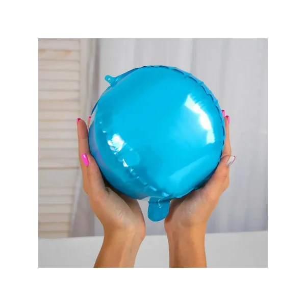 Шар фольгированный 10" "Сфера", набор 5 шт., цвет голубой