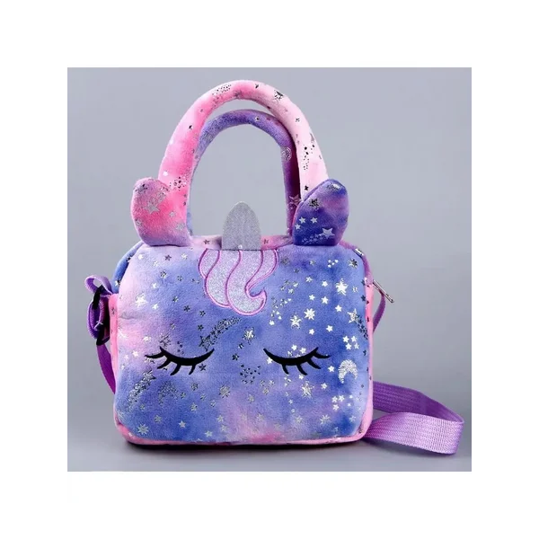 Сумка детская с ручкой Единорог с мехом