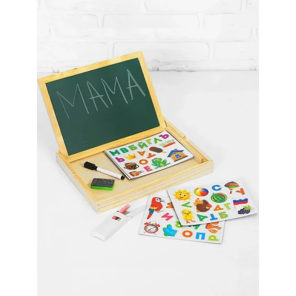 Конструктор магнитный "Алфавит", деревянный, для детей