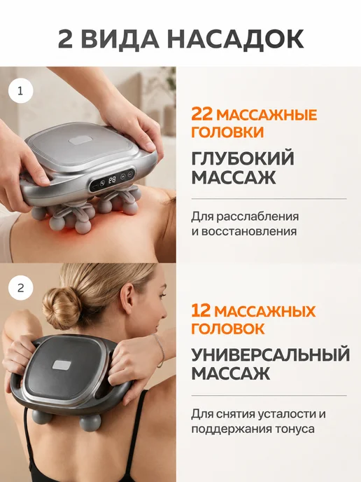 RFLY Массажер перкуссионный для тела спины шеи электрический, серый, фото 4