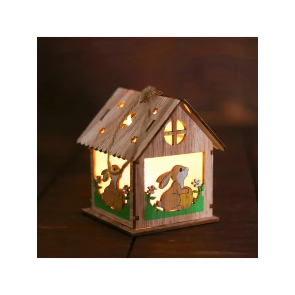 Декор с подсветкой "Зайчик на травке с яйцом" 9х9,3х10,5 см