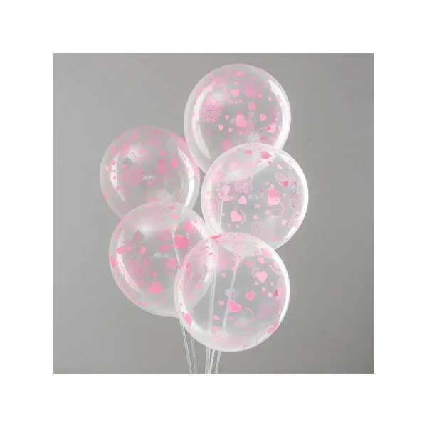 Шар латексный 12 "Сердечки", прозрачный, набор 15 шт