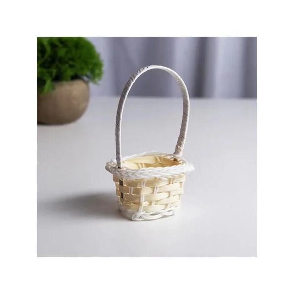 Миниатюра кукольная - корзинка "Квадратная", цвет бежевый