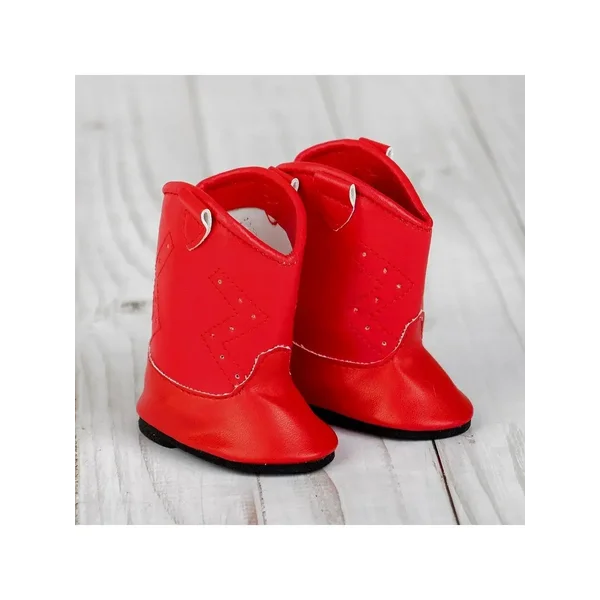 Сапоги для куклы "Орнамент", длина подошвы: 7 см, цвет красн