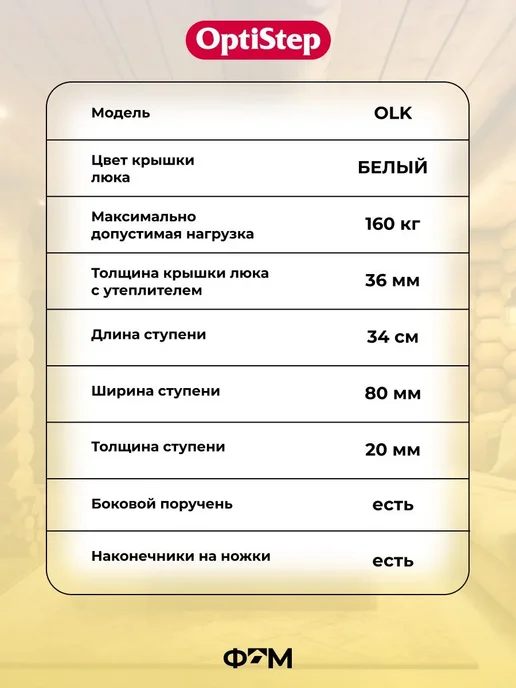 Optistep Чердачная лестница с люком утепленная OLK 60х130х305, 130x305, фото 5