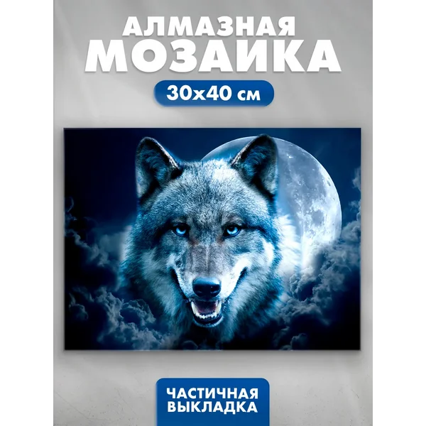 Алмазная вышивка с частичным заполнением "Магия волка" 30х40