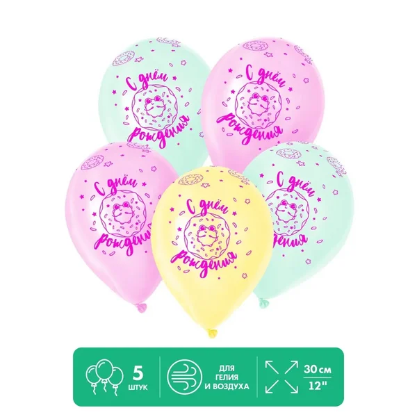 Воздушные шары "С днем рождения" 5 шт