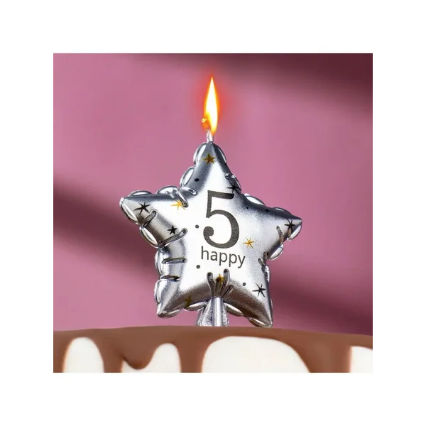 Свеча для торта цифра 5 звезда