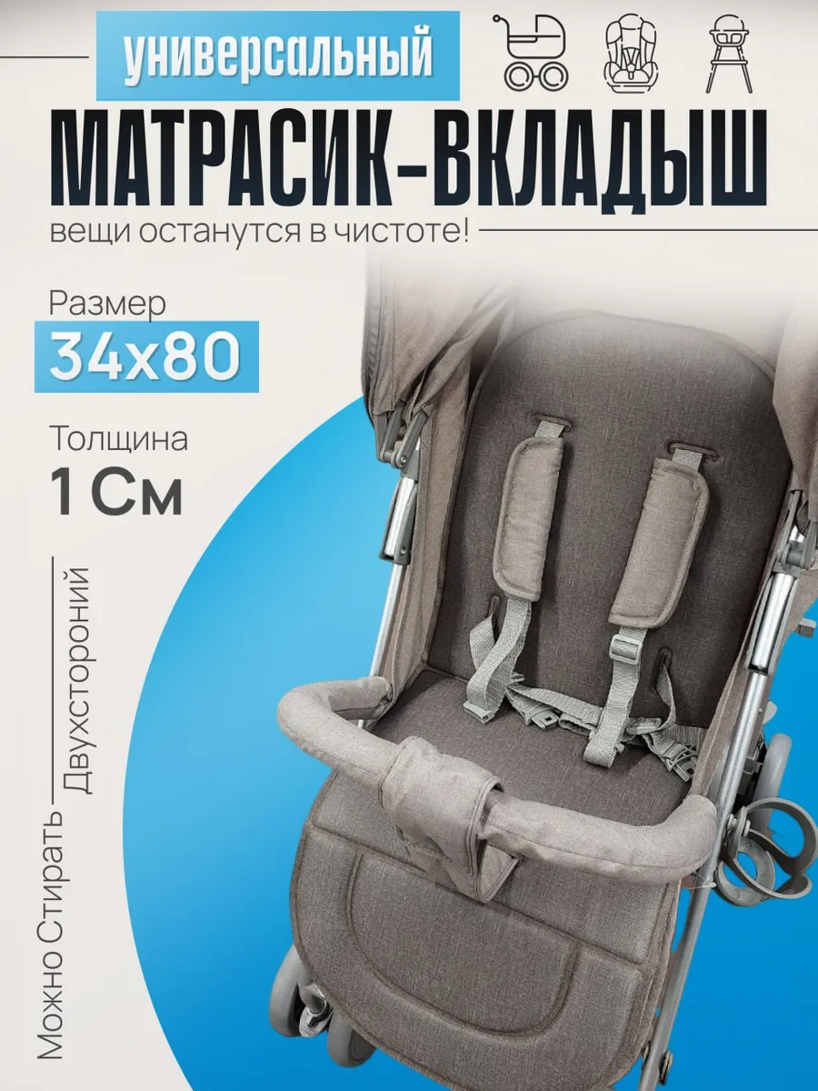 Матрасик вкладыш в прогулочную коляску