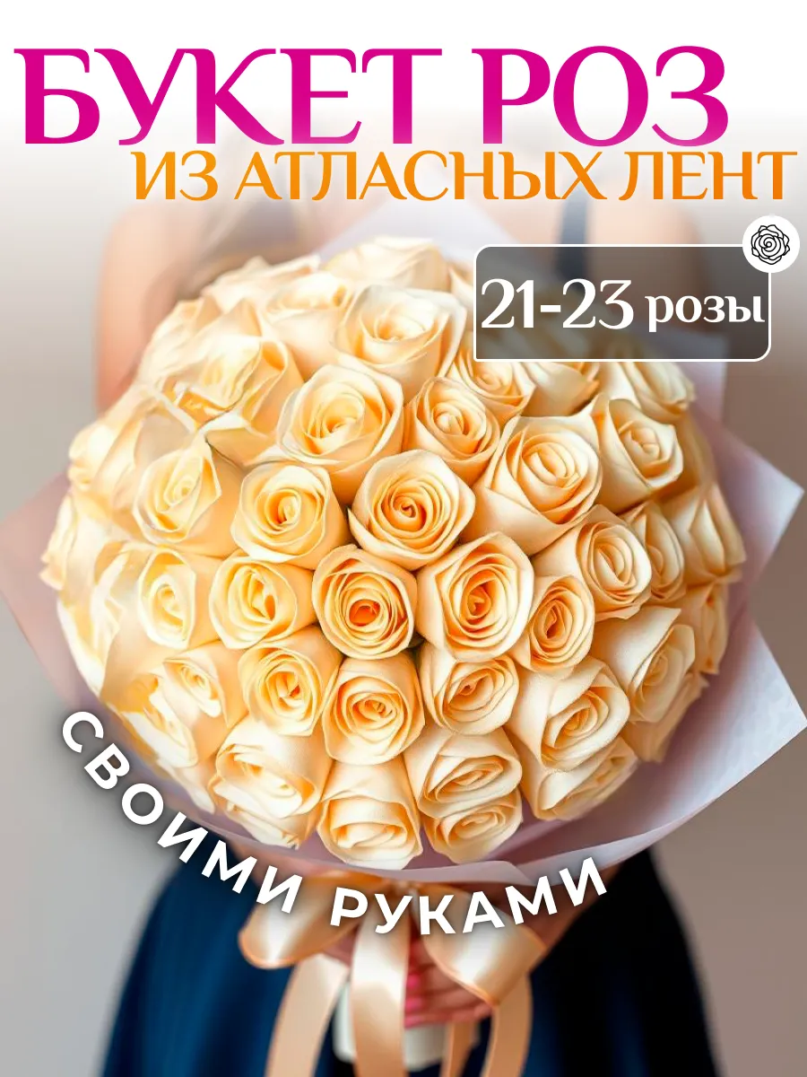 Букет роз из атласных лент