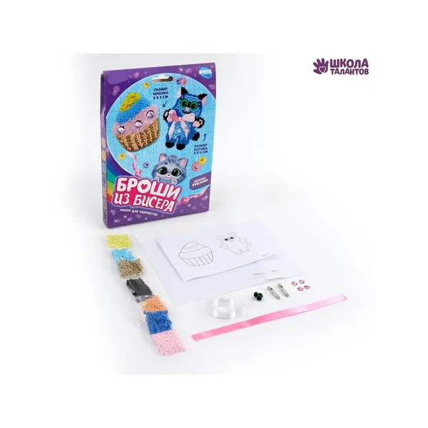 Вышивка бисером "Котик с кексиком"