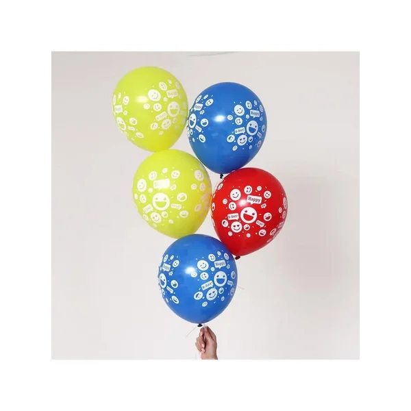 Шар воздушный 12" "Счастливые смайлики"; набор 50 шт.; 4 ст.