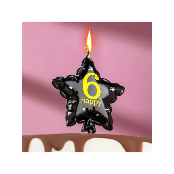 Свеча для торта цифра 6 звезда