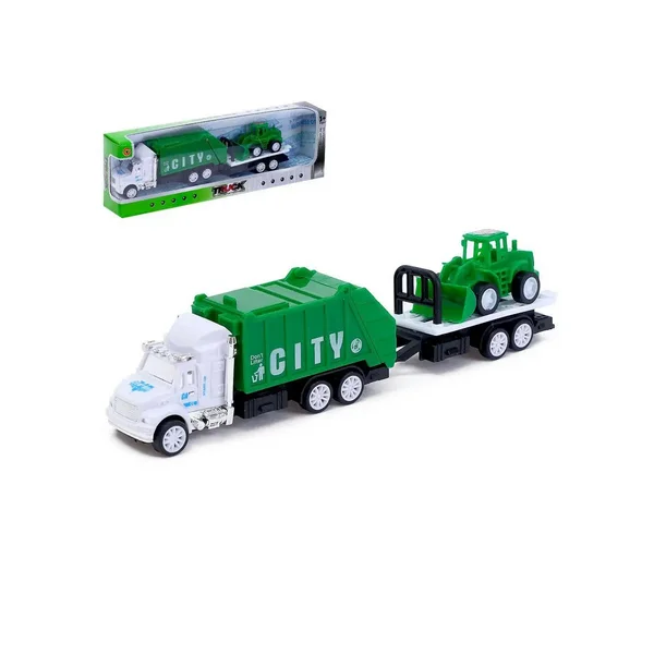 Грузовик инерционный "Городские службы" с трактором, МИКС