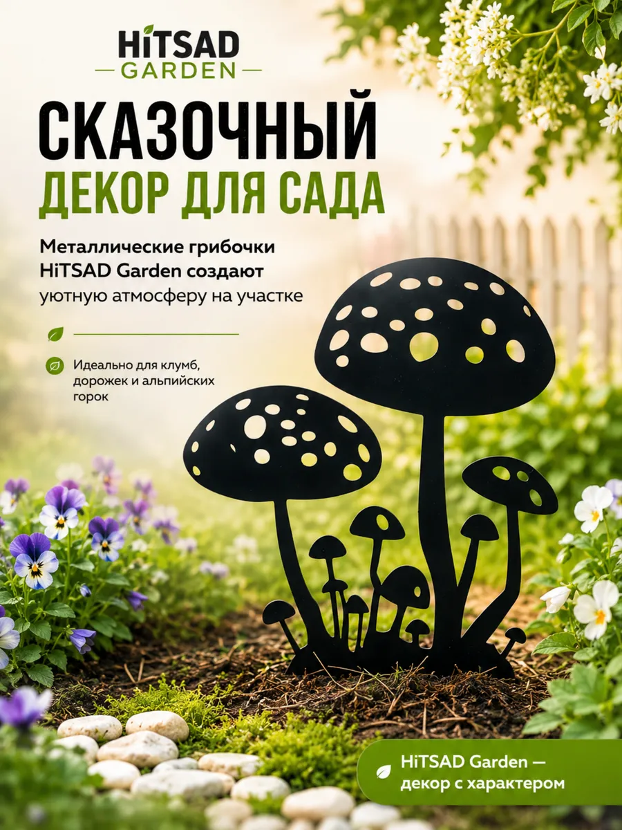Садовые фигурки Грибы металл 37 см