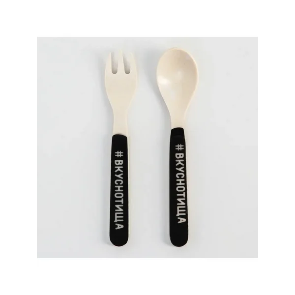 Набор столовых приборов из бамбука "Пингвин", вилка, ложка