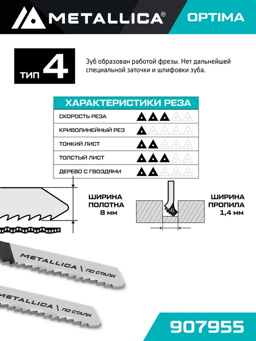 METALLICA Пилки для лобзика T118B по стали прямой рез 2шт, 2 шт, фото 3