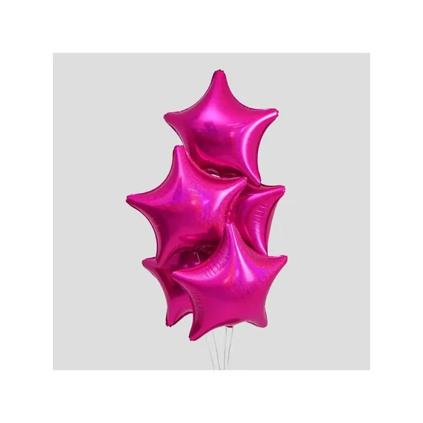 Шар фольгированный 22" "Звезда", набор 5 шт., голография