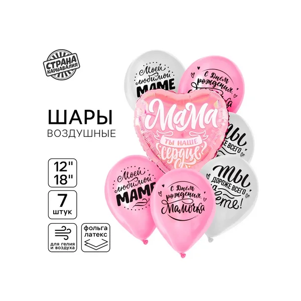 Воздушные шары "С днём рождения, мама"