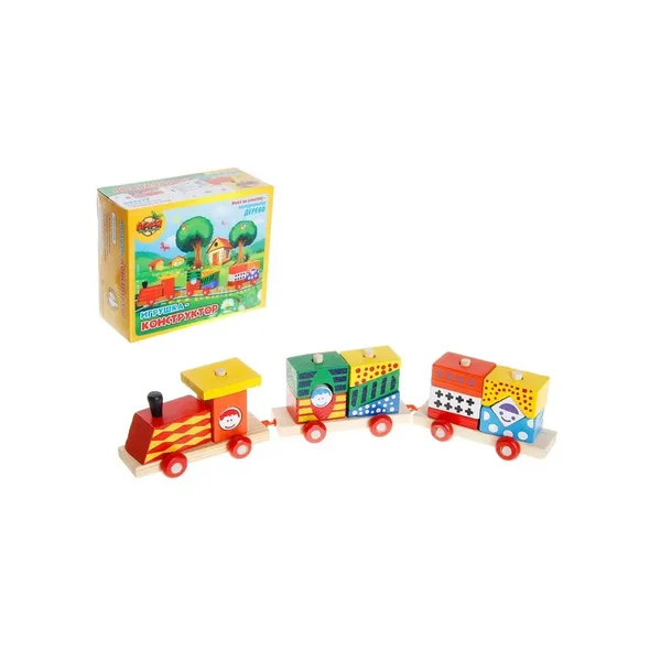 Конструктор "Паровоз с машинистом", 3 вагона