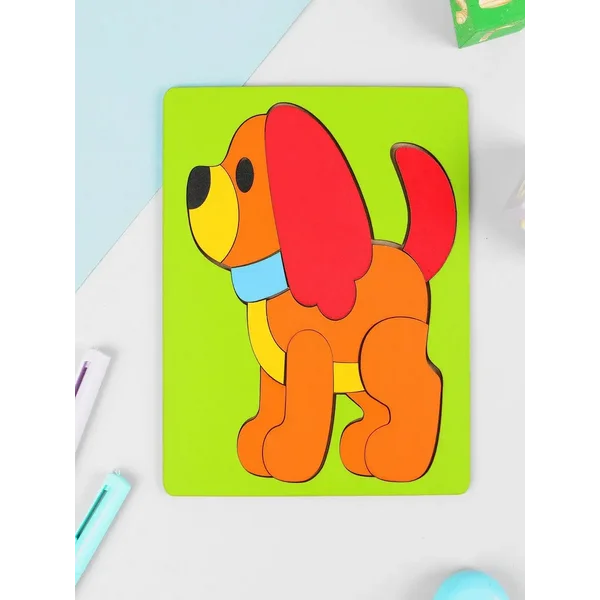 Головоломка "Собачка", крашеное дерево