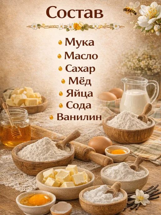 ЮжДаг Коржи для торта медовые 7+1шт 28 см, 1 шт, фото 2