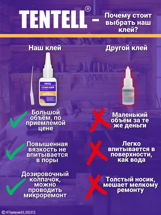 TENTELL 50 гр. Супер клей для керамики, 50 г, фото 4