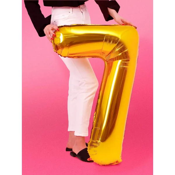 Шар фольгированный 40", цифра 7, цвет золотой