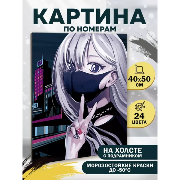 Картина по номерам на холсте с подрамником "Аниме девушка"