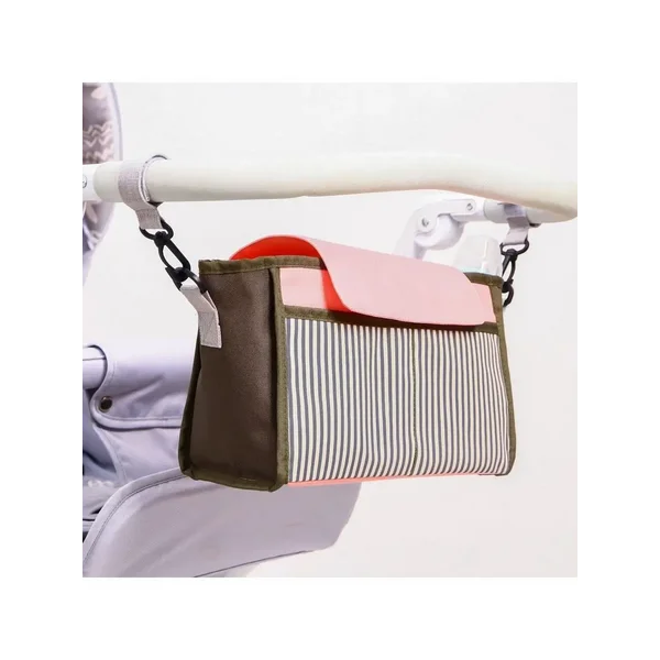 Сумка-органайзер на коляску, цвет розовый/коричневый