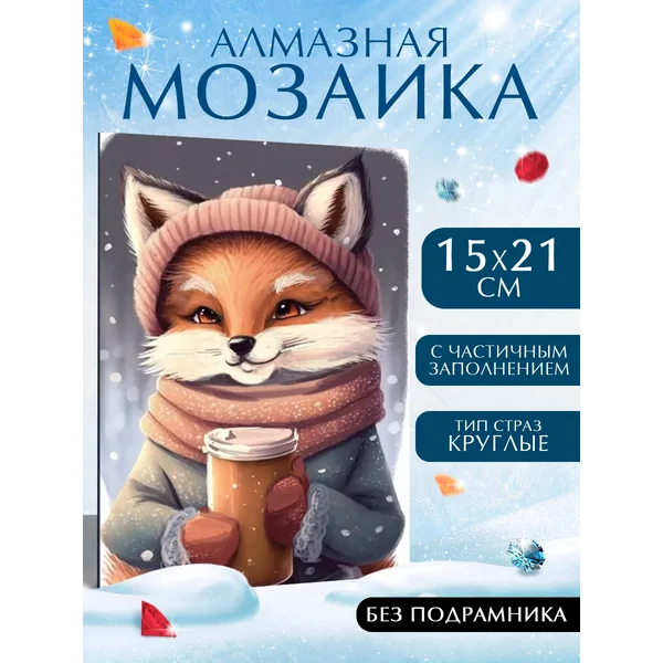 Алмазная мозаика на новый год «Лисичка»