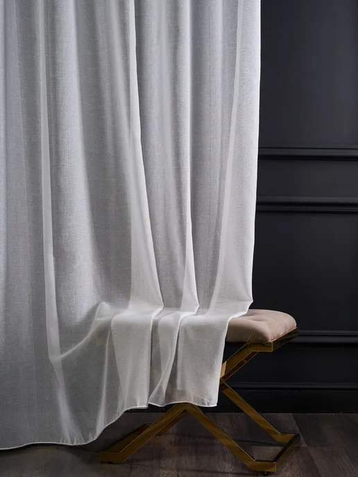 IDEY SHOP Готовый тюль под лен 200х250 см на шторной ленте, 200x250 см