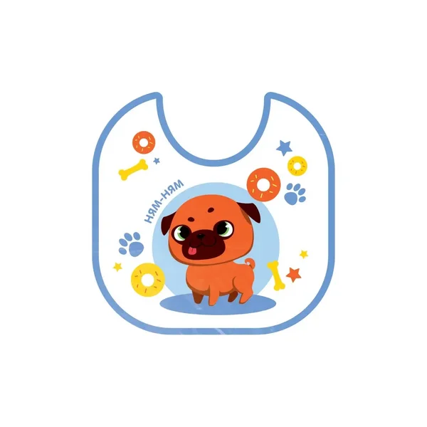 Нагрудник "Мопс" непромокаемый на завязках