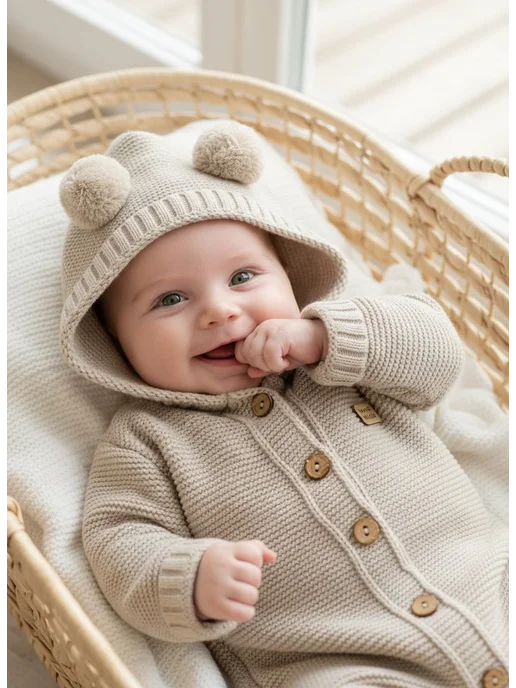 Little Baby Bear Конверт на выписку для новорожденного весна лето, бежевый, фото 6
