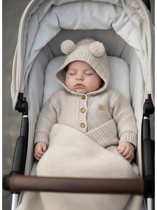 Little Baby Bear Конверт на выписку для новорожденного весна лето, бежевый, фото 7