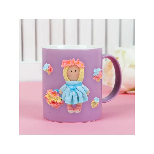 Кружка для декора полимерной глиной Куколка, 300 мл