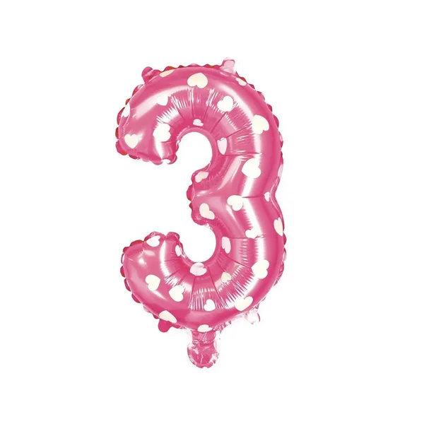 Шар фольгированный 32" Цифра 3, сердца