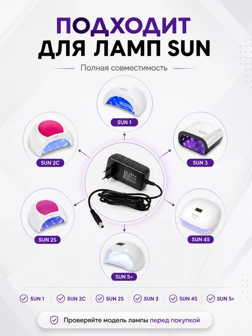 SUNUV Оригинальный блок питания для маникюрных ламп SUN, черный, фото 2