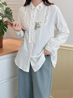 Рубашка в корейском стиле с вышивкой Rose fashion 333818334 купить за 2 625 ₽ в интернет-магазине Wildberries