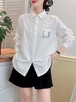 Рубашка в корейском стиле с вышивкой Rose fashion 333818335 купить за 2 625 ₽ в интернет-магазине Wildberries