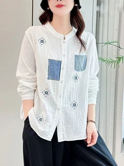 Рубашка в корейском стиле с вышивкой Rose fashion 333818336 купить за 2 625 ₽ в интернет-магазине Wildberries