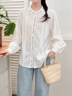 Рубашка в корейском стиле с вышивкой Rose fashion 333818337 купить за 2 625 ₽ в интернет-магазине Wildberries