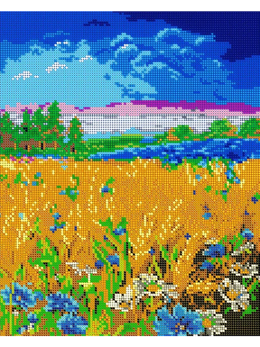 BeaD_ART Основа для вышивания бисером "Поле васильков" 24х30, 24x30, фото 2
