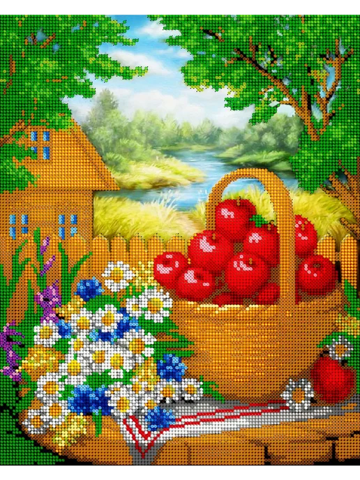 BeaD_ART Основа для вышивания бисером "Корзина с яблоками" 24х30, 24x30, фото 2