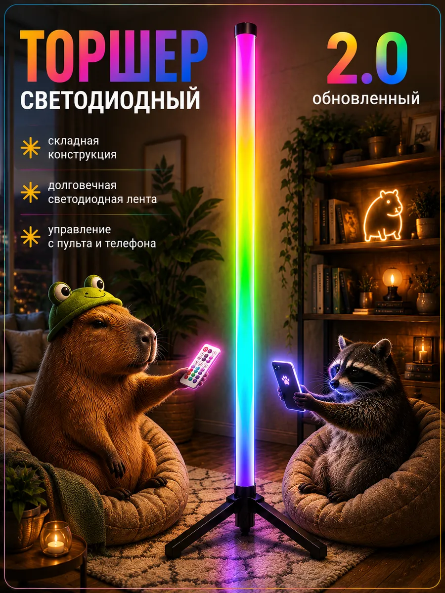 Напольный светильник торшер RGB лампа